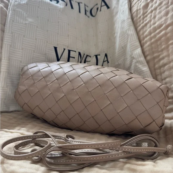 Taupe Woven Leather Clutch - Picture 2 of 14